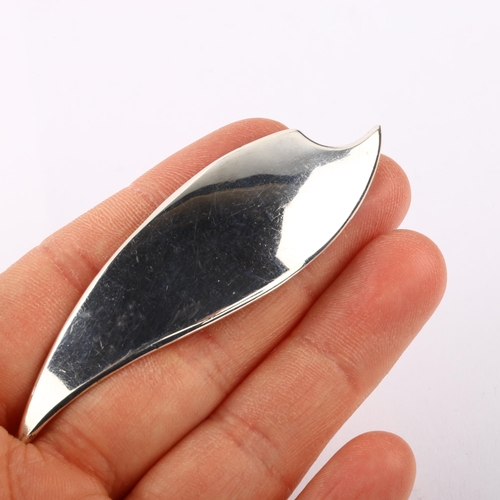 1373 - ULRICH - a large Danish modernist sterling silver abstract ring brooch, length 73mm, 11g