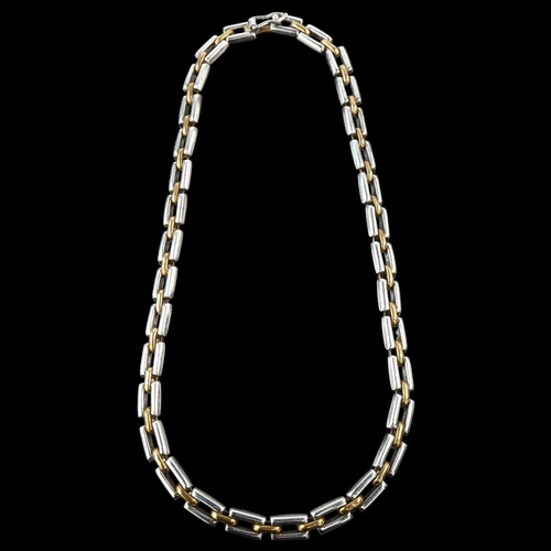 1375 - TAXCO - a heavy Mexican sterling silver geometric panel necklace, length 44cm, 70.8g