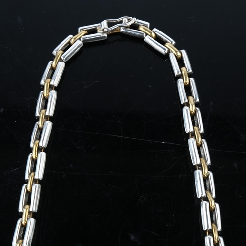 1375 - TAXCO - a heavy Mexican sterling silver geometric panel necklace, length 44cm, 70.8g