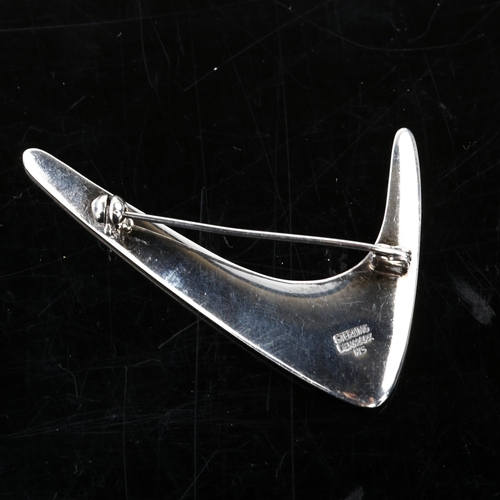 1379 - HERMANN SIERSBOL - a Danish modernist sterling silver wing brooch, length 49.1mm, 10.1g