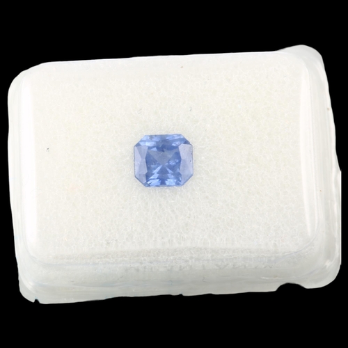 1404 - A 0.63ct unmounted modified radiant-cut sapphire, 4.82 x 4.44 x 3.10mm, with AIG report card