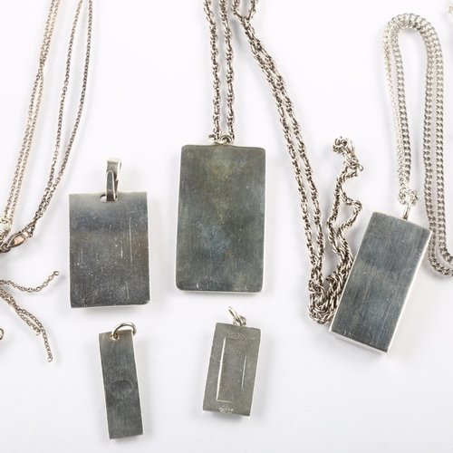 1412 - 6 silver pendant necklaces, including ingot and Links of London examples, largest height 49mm, 90.4g... 