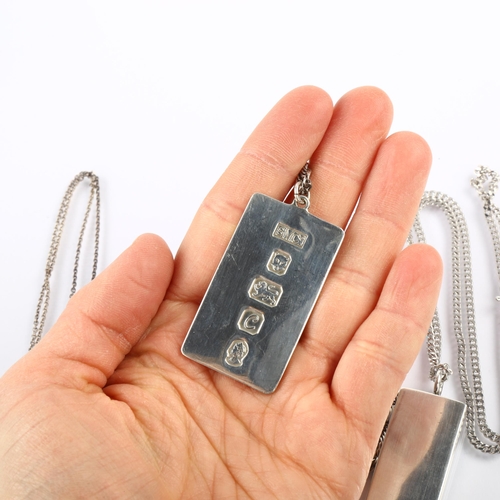 1412 - 6 silver pendant necklaces, including ingot and Links of London examples, largest height 49mm, 90.4g... 