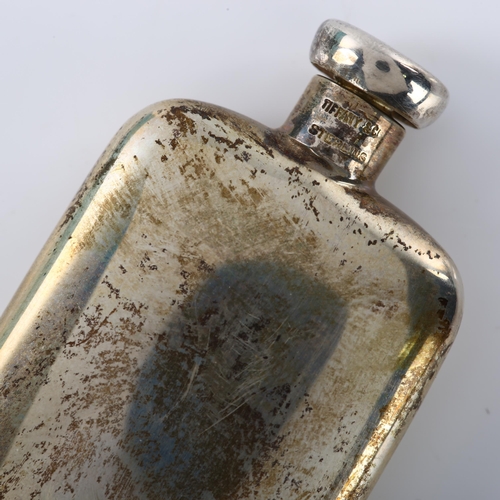 1455 - TIFFANY & CO - a miniature sterling silver hip flask perfume bottle, height 4.5cm, boxed