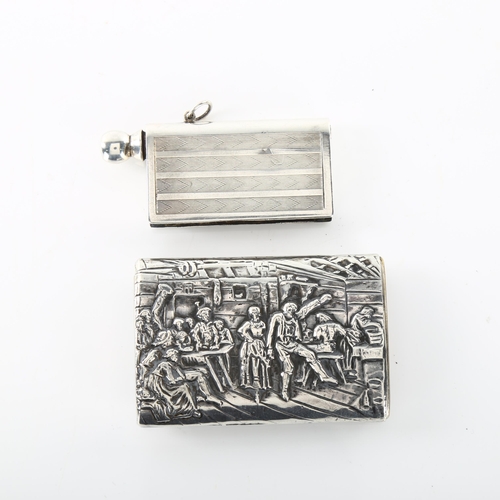 1459 - An Art Deco German silver pocket lighter, and a Scandinavian silver Vesta case, largest length 6cm (... 