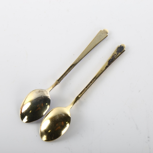 1472 - EGON LAURIDSEN - a set of 6 Danish vermeil sterling silver and harlequin enamel coffee spoons, with ... 