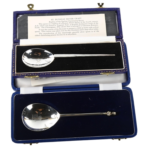 1487 - 2 Elizabeth II silver replica spoons, including the Maidenhead spoon and the earliest christening sp... 