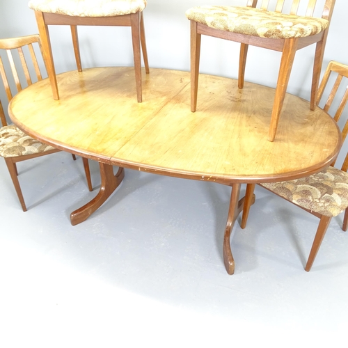 2501 - A mid-century G-plan teak extending dining table, 165 (extending to 211cm)x73x107cm and four matchin... 