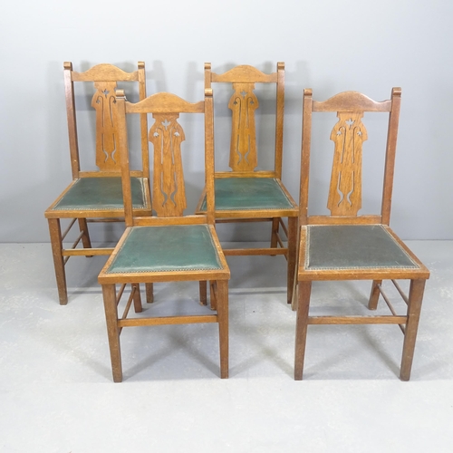 2506 - A set of of four oak framed Arts & Crafts style dining chairs.