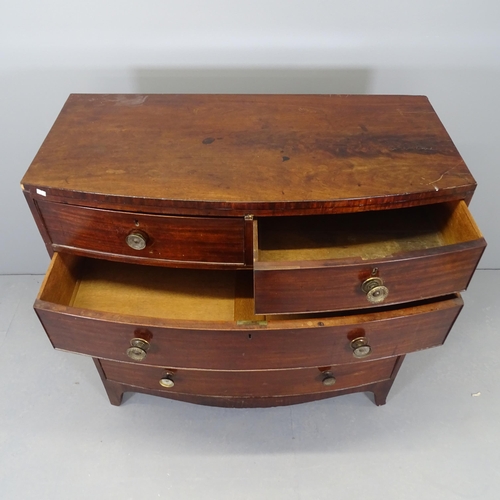 2524 - A 19th century mahogany bow-front chest of two short and three long drawers. 108x108x54cm