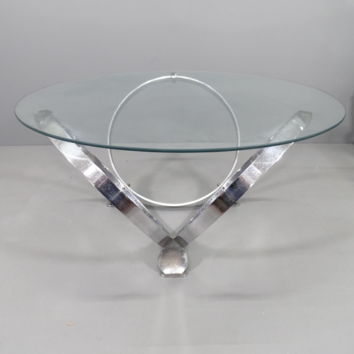 2242 - A mid-century Space-Age Ring coffee table in the manner of Knut Hesterberg, with cicular glass top o... 