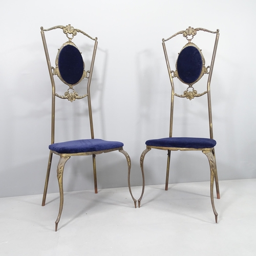 2243 - A pair of mid-century Italian Hollywood Regency brass chairs