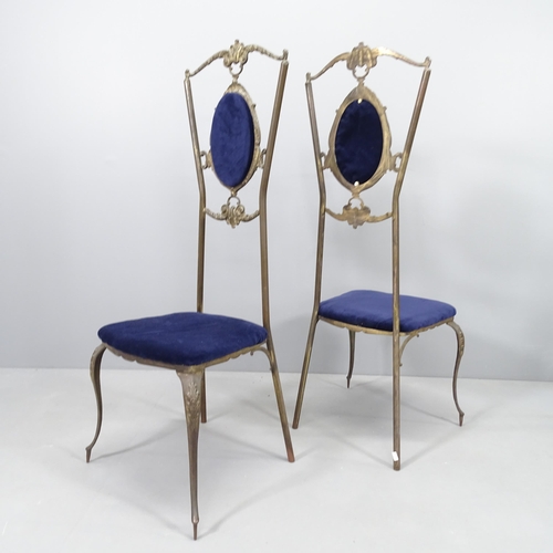 2243 - A pair of mid-century Italian Hollywood Regency brass chairs