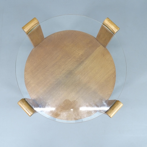 2251 - A 1930s Art Deco coffee or side table with circular glass top. 60x58cm