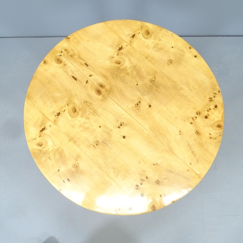 2538 - A bird's eye maple veneered circular lamp/occasional table. 60x64cm