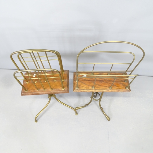 2544 - Two similar brass magazine / newspaper stands. Tallest 85cm