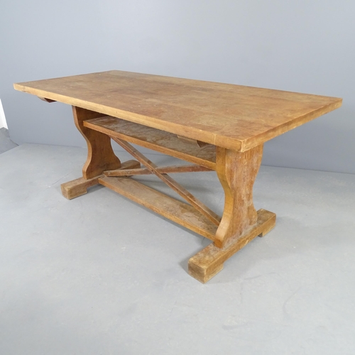 2556 - An antique French oak refectory dining table. 169x74x76cm