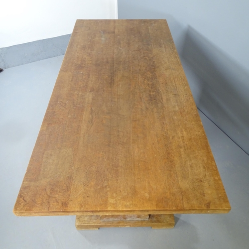 2556 - An antique French oak refectory dining table. 169x74x76cm