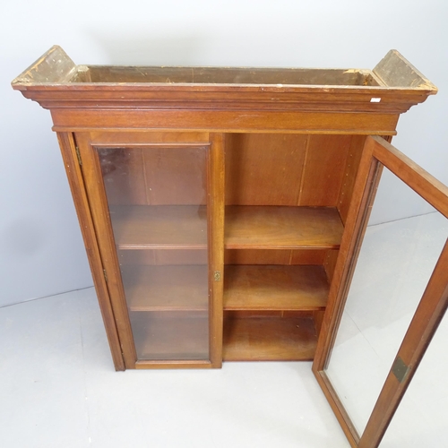 2571 - A Victorian mahogany bookcase top with two glazed doors, two adjustable shelves and removable cornic... 