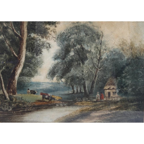 2918 - Peter la Cave, rural landscape, watercolour, unsigned, 19cm x 25cm, and a similar rural scene, water... 