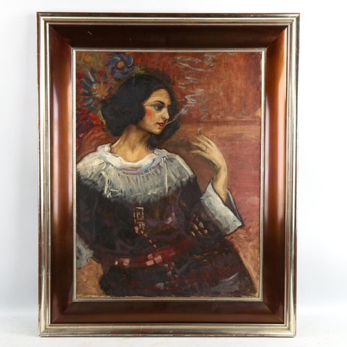 2938 - Continental oil on canvas, portrait of a woman, unsigned, 61cm x 45cm, framed