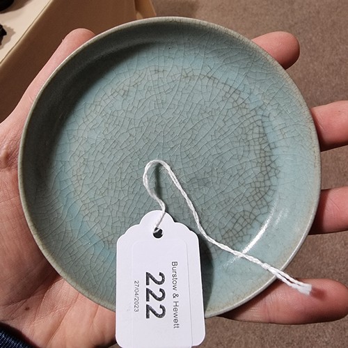 222 - A small blue crackle glazed Ming style dish, diameter 11.3cm