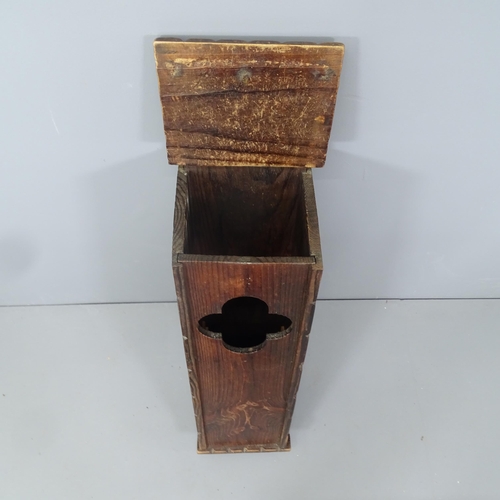 2128 - A stained pine French baguette box. H - 93cm.