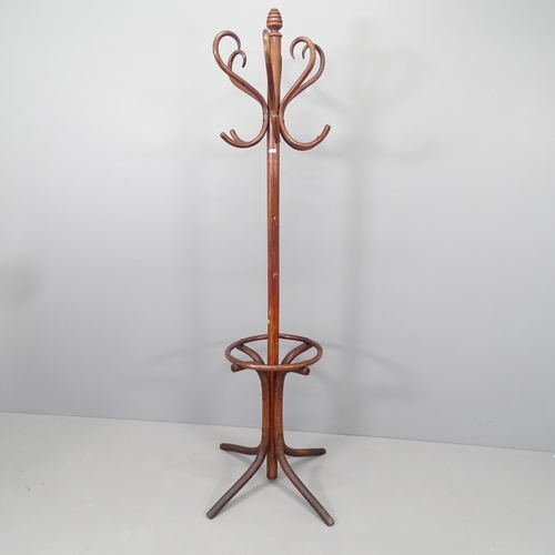 2129 - A Victorian bentwood hat and coat stand. H - 183cm.