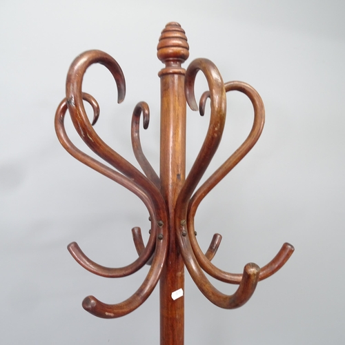 2129 - A Victorian bentwood hat and coat stand. H - 183cm.