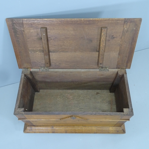 2146 - An unusual antique oak coffer. 90x50x40cm