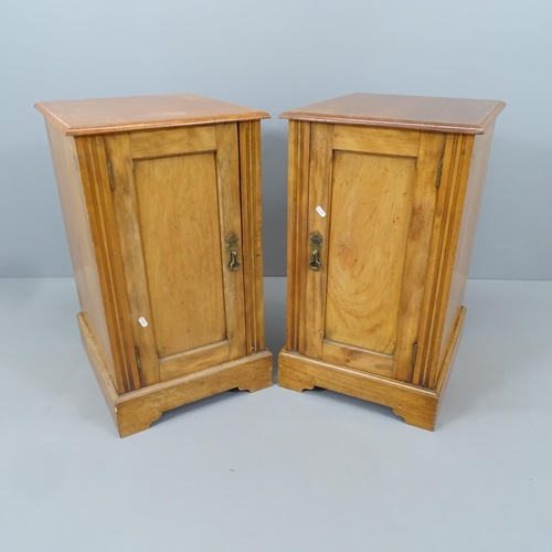 2155 - A pair of Edwardian satinwood pot cupboards. 42x72x50cm