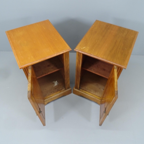 2155 - A pair of Edwardian satinwood pot cupboards. 42x72x50cm