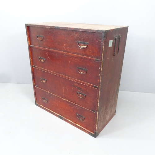 2177 - A 20th century Japanese elm Tansu chest of four drawers. 89x97x45cm