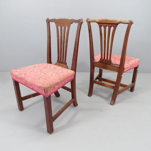 2189 - A set of five antique Chippendale style dining chairs, for re-upholstery. Impressed E b to rear leg.