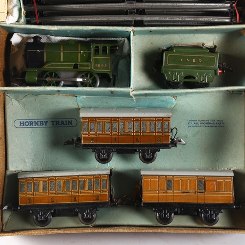 111 - HORNBY - a clockwork O gauge Hornby train no. 501 passenger set, complete and in original box