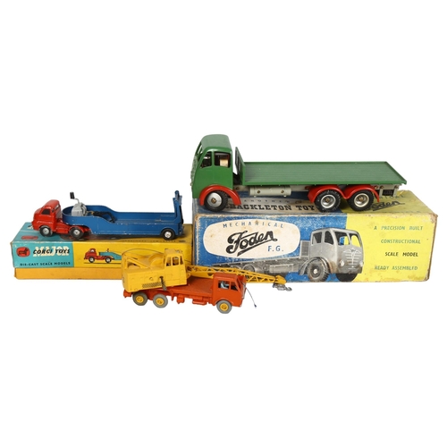 150 - SHACKLETON - a Shackleton Toy, Foden FG, mechanical clockwork wind-up lorry flatbed truck, with orig... 