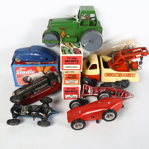 167 - SCHUCO - a group of Schuco clockwork racing cars, including model 1070 Grand Prix Racer, a boxed Mer... 