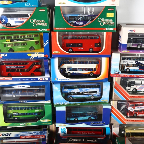 17 - A large quantity of diecast vehicles, in original boxes, mostly bus-related in genre, including The ... 