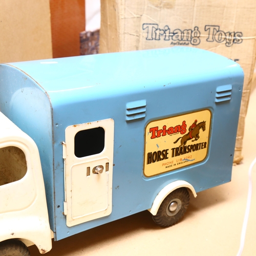 222 - TRI-ANG - a 1950s/60s tin horse transporter lorry, with original cardboard box packaging, lorry leng... 