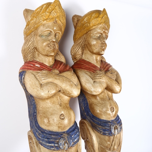 272 - A pair of painted composite figural wall sconces, height 80cm