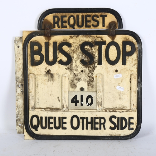 295 - A 20th century painted double-sided bus stop sign, height 43cm