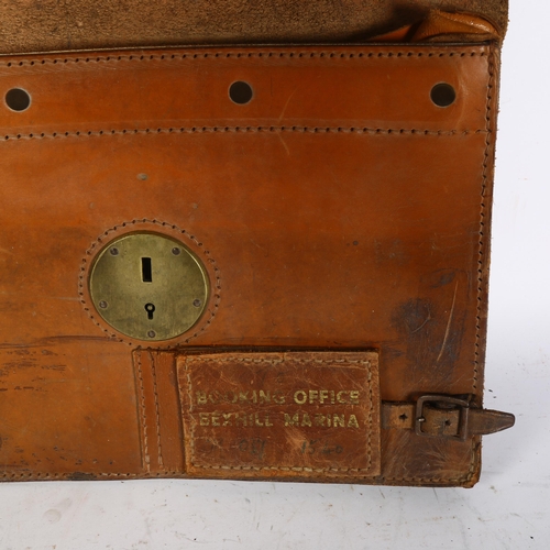 297 - Maidstone & District Motor Services Ltd, a brown leather briefcase, Booking Office Bexhill Marina, w... 