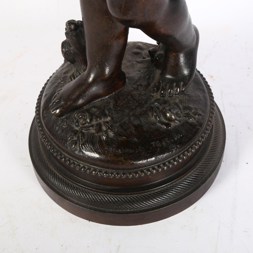 301 - After Auguste Moreau, a patinated figure of a girl with a basket, height 48cm