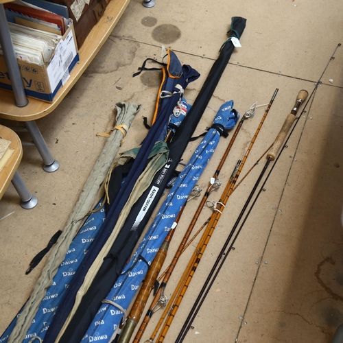 335 - A large quantity of freshwater fishing rods, including a 2-piece Hardy split cane, Alltmor and The N... 