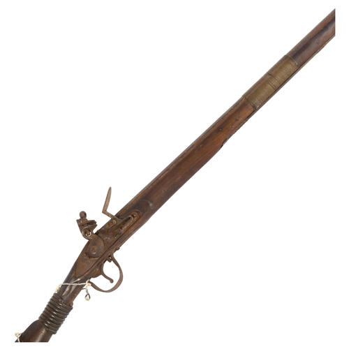 336 - A flintlock rifle, length 157cm