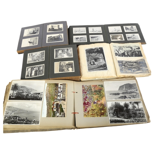 346 - 2 various albums of early 20th century holiday photographs, 2 albums of photographs and postcards re... 