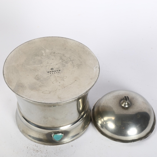 388 - An Arts and Crafts William Hutton & Sons pewter tobacco jar and cover, flared cylindrical form with ... 