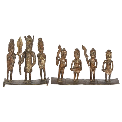 402 - 2 West African cast-bronze Benin style figures, largest height 10cm (2)