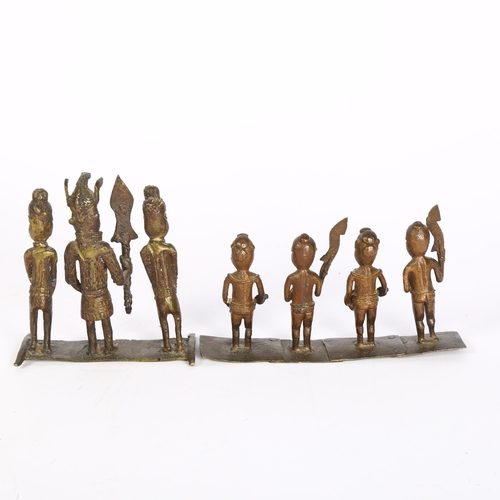 402 - 2 West African cast-bronze Benin style figures, largest height 10cm (2)