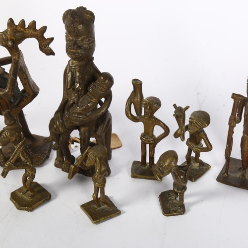 403 - 11 West African cast-bronze Benin style figures, largest height 11cm